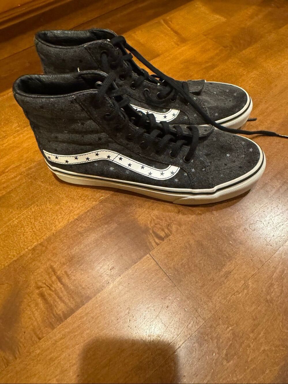 Vans Sk8-Hi Tapered Denim Destroy Star Print Shoes Women’s Size 6